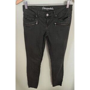 Aeropostale Juniors Lola Jeggings Green Faux Zipper Pockets Size 0 Regular